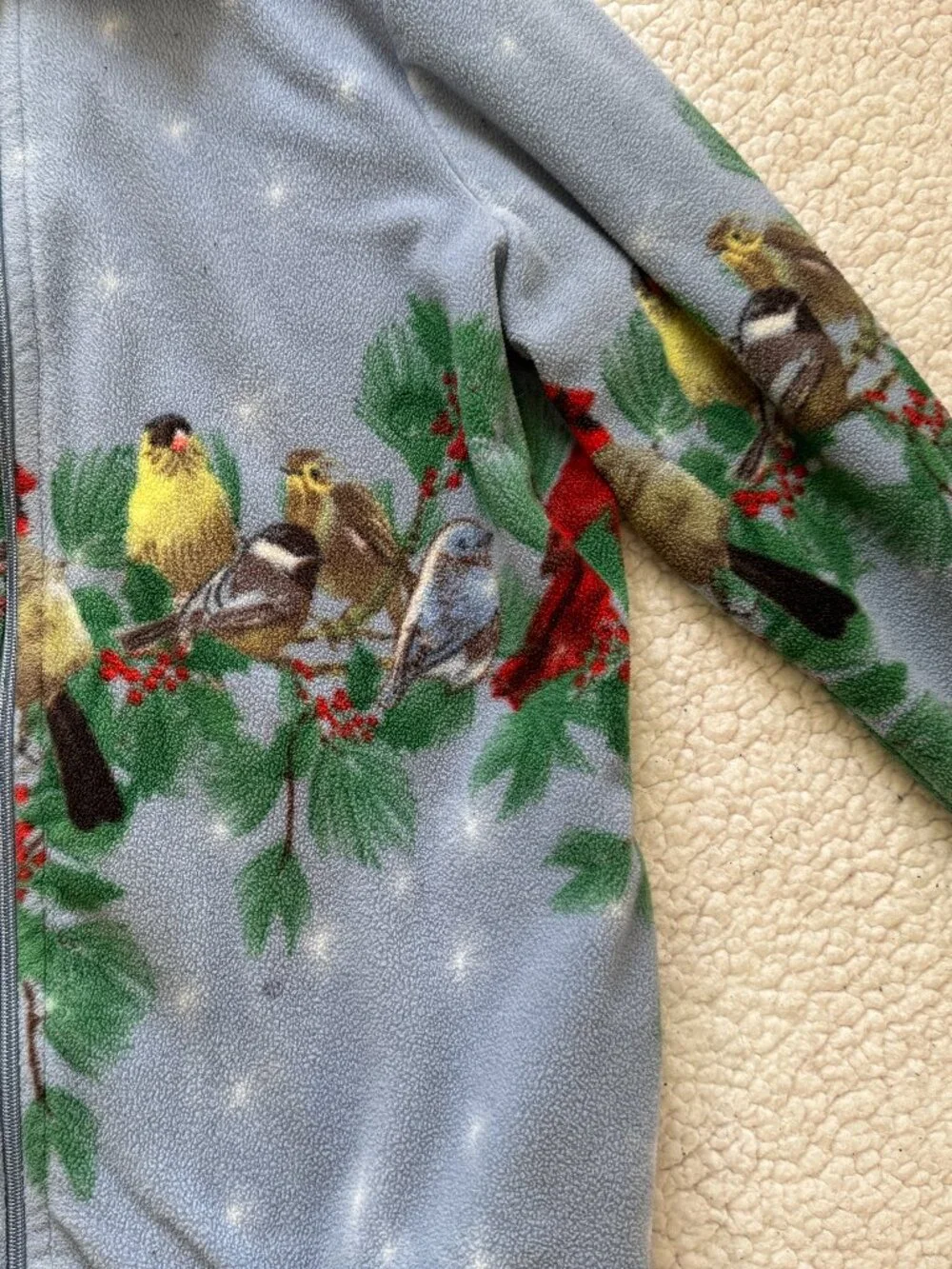 winter birds fleece jacket - Picture 2 of 5